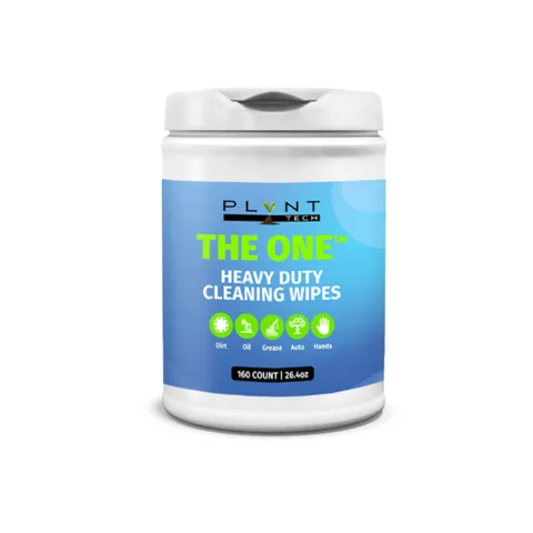 Blue canister of The One heavy duty cleaning wipes, 160 count, 26.4 ounces